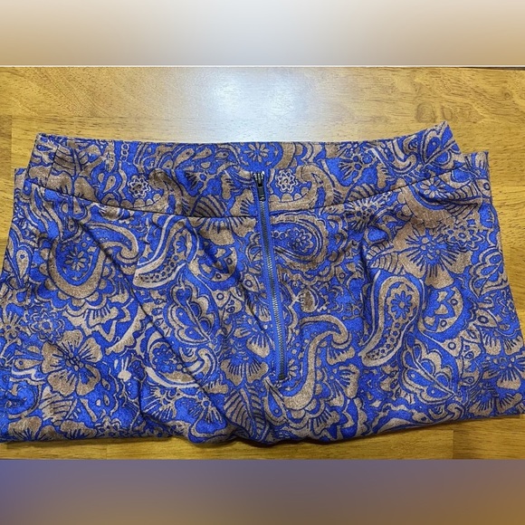 Vtg Pencil Skirt Loft Sz 4P Paisley Floral Blue Brown Preppy Buisness Fall - Picture 9 of 14